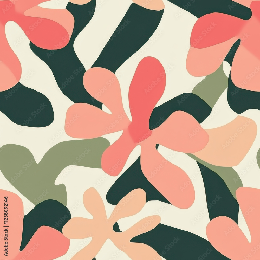 Naklejka premium very oversized Minimalistic Floral Pastel papier decouper seamless pattern, 