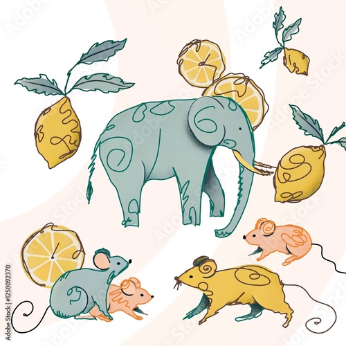 Photography seamless pattern with elephants