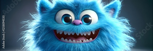 Blue Fuzzy Friend - Adorable 3D Monster Cartoon Character