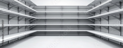 Empty Industrial Shelving with Clean Lines and Modern Design in Minimalist Space