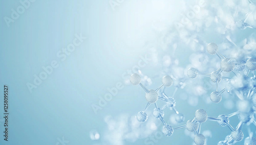 White and light blue medical abstract gradient background with molecules. web banner.