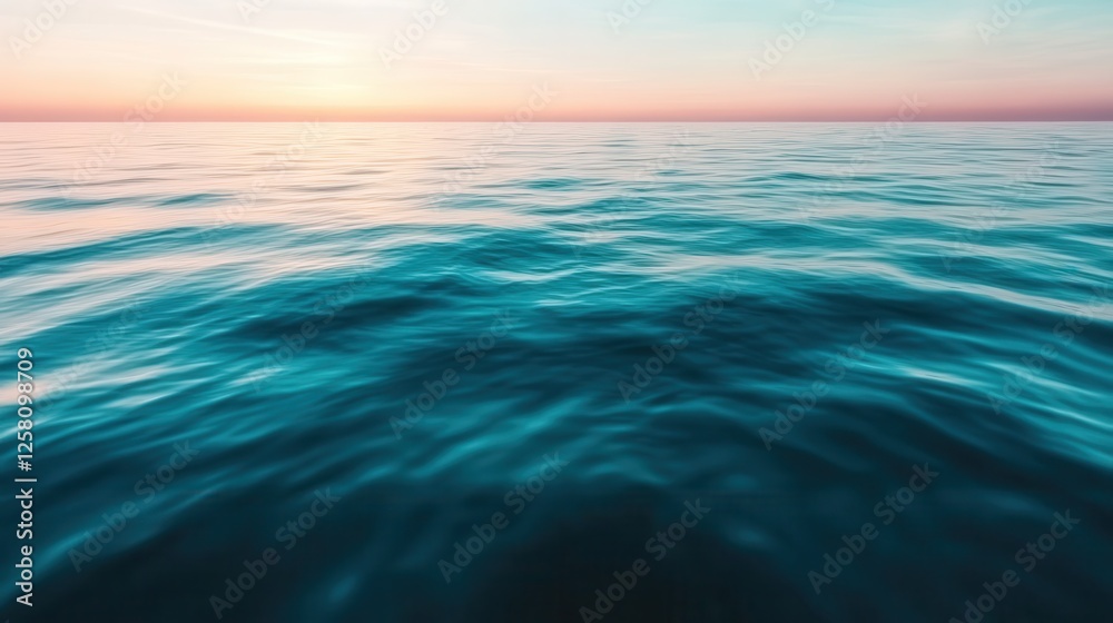 Obraz premium This dreamy image captures the soft waves of the ocean during sunset, radiating tranquility and calmness with mingling colors in a serene coastal atmosphere.