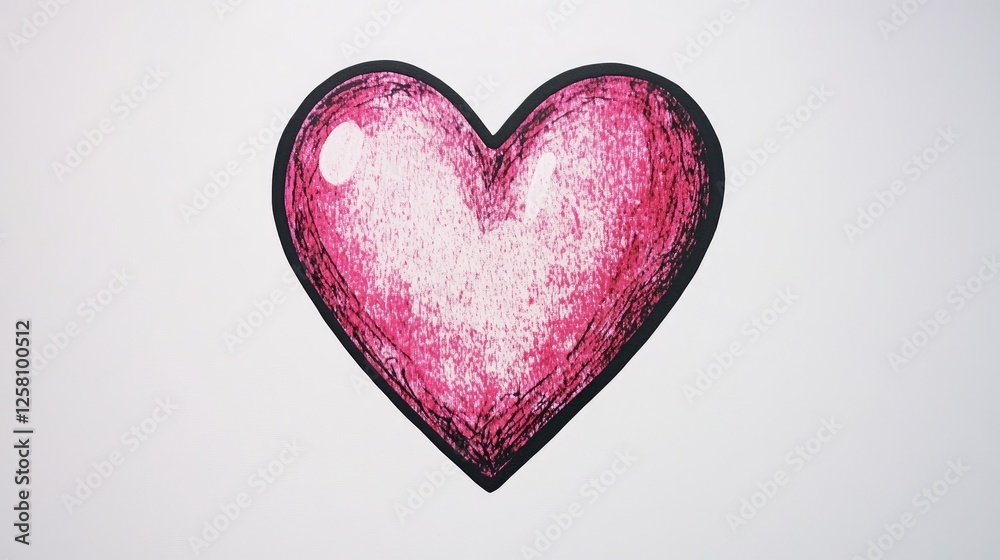 Obraz premium a stylized, abstract heart shape against a plain white background , The heart is outlined with a bold black border, creating a striking contrast with the interior colors