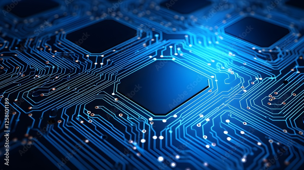Abstract Close Up of Blue Circuit Board Technology Background High Tech Digital Microchip Pattern Abstract Close Up of Blue Circuit Board Technology Background High Tech Digital Microchip Pattern
