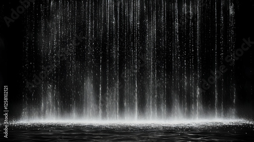Mesmerizing vertical waterfall in darkened surroundings