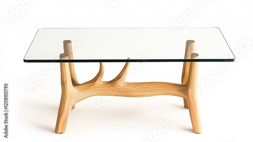 Modern Glass Coffee Table on White Background (1) photo