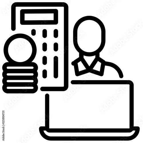online accountant vector outline icon