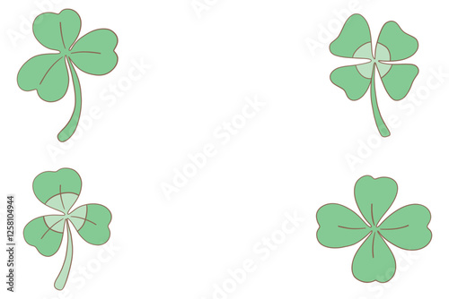 Set of four clovers in green Lucky leafts set photo