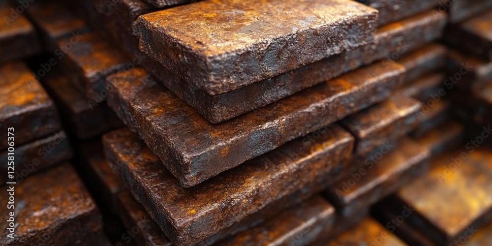 Rusty Metal Stack: A Close-Up of Weathered Steel Plates Rusty Metal Stack: A Close-Up of Weathered Steel Plates