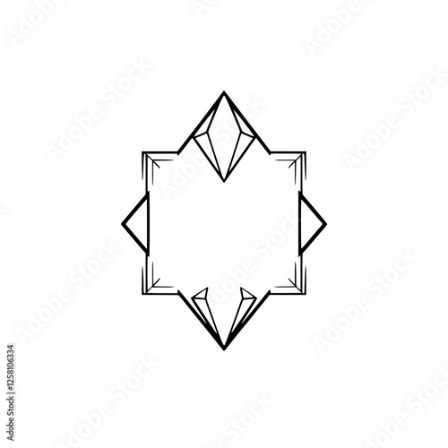 Geometric Star-Shaped Outline on White Background, Minimalist Style