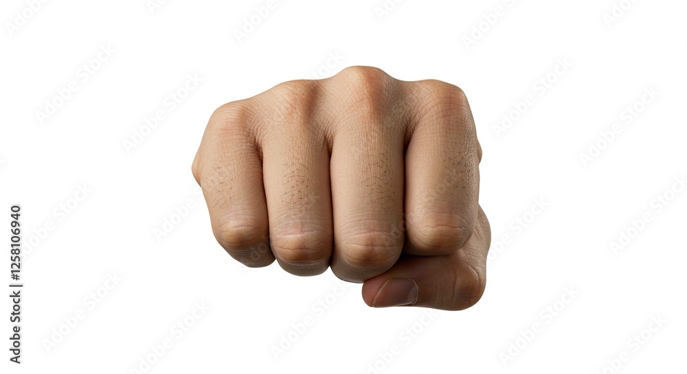 Hand Making a Fist Gesture on a White Background Studio Shot Hand Making a Fist Gesture on a White Background Studio Shot