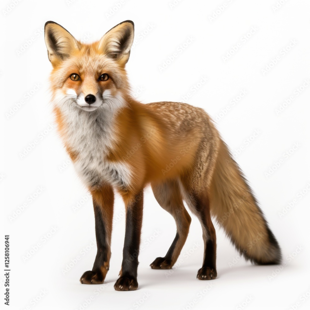 Fototapeta premium photograph of Red fox cartoon, white background