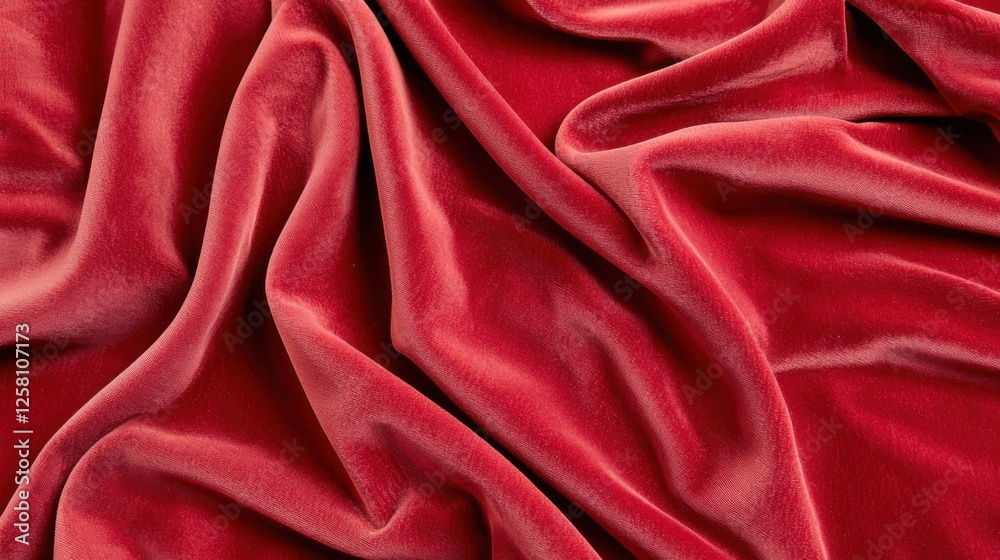 A deep red velvet fabric background with gentle folds and soft highlights