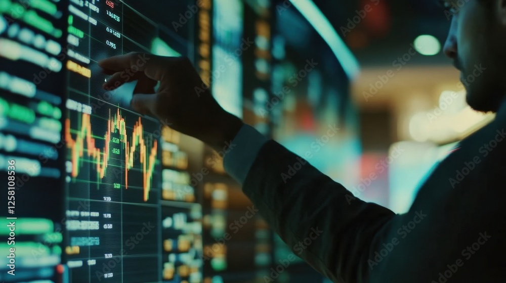 Investor analyzing stock market data. Investor analyzing stock market data.