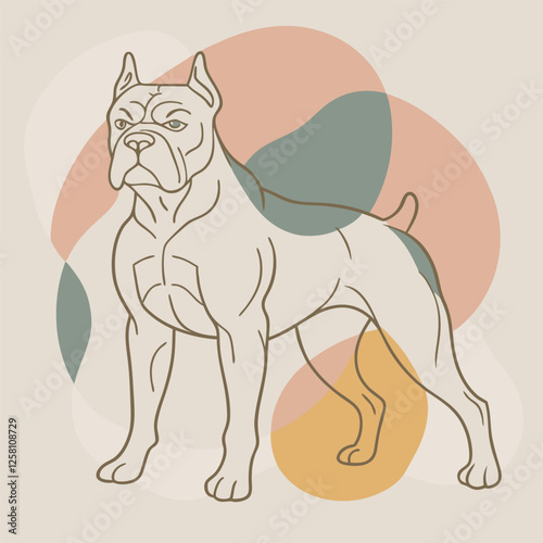 A vector silhouette of a Boxer dog in a powerful stride, 