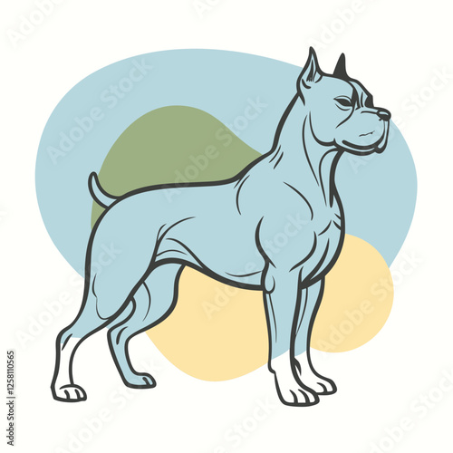 A vector silhouette of a Boxer dog in a powerful stride, 