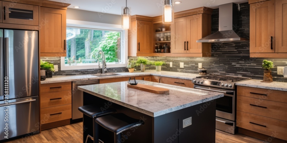 Fototapeta premium photograph of Renovating a new kitchen in modern home improvement