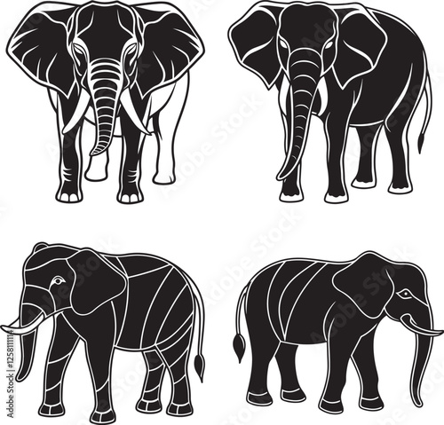 Silhouette elephant animal icon 