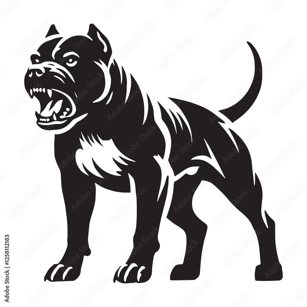 Obraz premium Premium-quality Pitbull silhouette ideal for digital creations - Pitbull illustration - minimal Pitbull vector - dog silhouette 