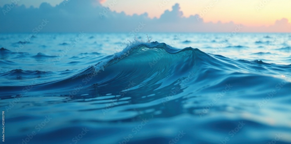 Fototapeta premium A delicate wave forms on the surface of a calm body of water, calm water, natural
