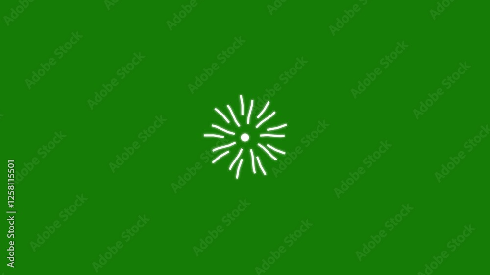 Circle Bursts And Sparks on green background, Fireworks explosion line shape blast. Pop-up line animation, Circle bursting, line, shiny, blast
