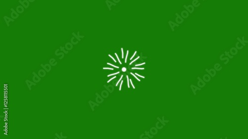 Circle Bursts And Sparks on green background, Fireworks explosion line shape blast. Pop-up line animation, Circle bursting, line, shiny, blast