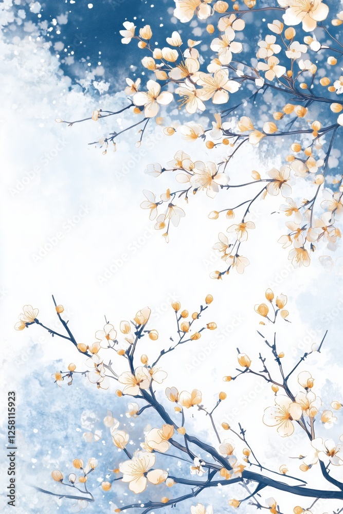 Golden flowers pattern japanese style art background decorative wallpaper Golden flowers pattern japanese style art background decorative wallpaper