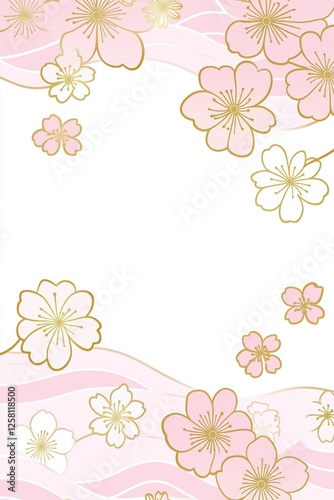 Golden flowers pattern japanese style art background decorative wallpaper