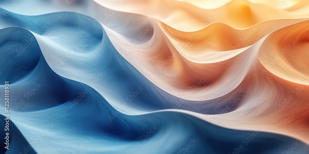 Obraz premium Abstract Sandscape: A symphony of swirling blue and orange hues, creating a mesmerizing abstract landscape of undulating dunes under a warm sun.