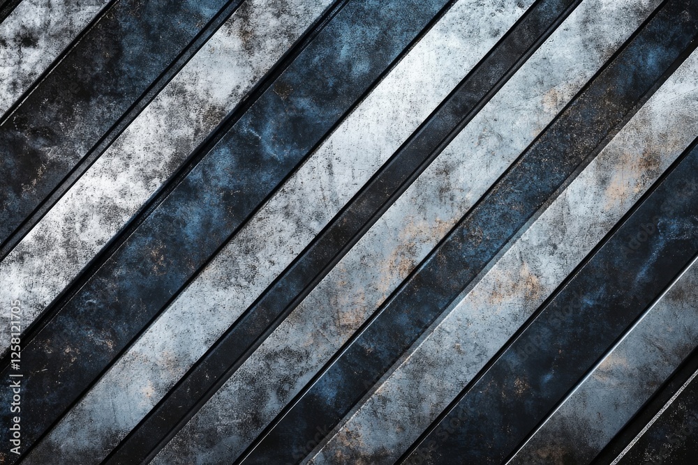 Abstract Diagonal Metal Texture: Grunge Blue and Silver Stripes Abstract Diagonal Metal Texture: Grunge Blue and Silver Stripes