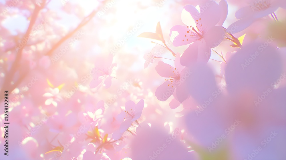 Serene Cherry Blossom Branches in Soft Pastel Pink Colors
