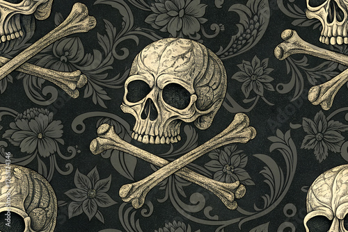 gothic skull and crossbones wallpaper - seamless pattern for your design
