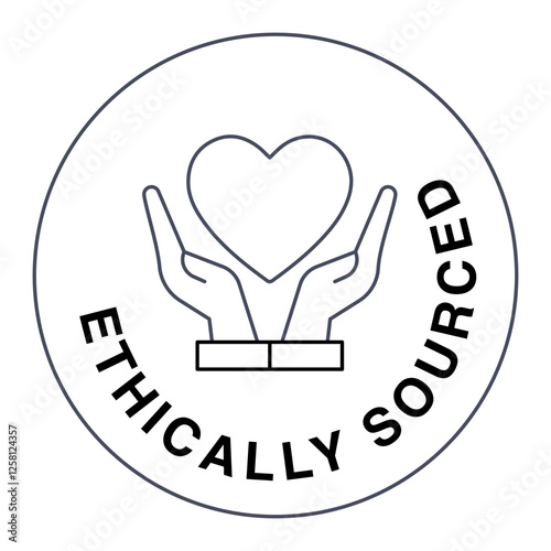 Ethically Sourced Icon. Ethical sourcing, responsible fishing, sustainable fish supply, eco-friendly fish sourcing, marine sustainability.