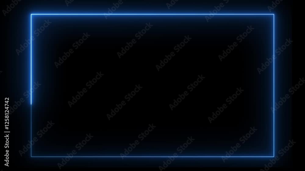 rectangle picture frame icon animation neon glowing blue color retro shape round display box rotation cover photo movement on black background rectangle picture frame icon animation neon glowing blue color retro shape round display box rotation cover photo movement on black background