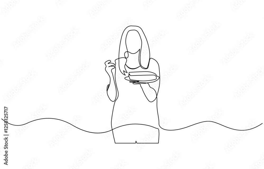 One continuous line young mother with a birthday cake for children, Continuous one line design of a mother and her son together making a cake. One continuous line young mother with a birthday cake for children, Continuous one line design of a mother and her son together making a cake.