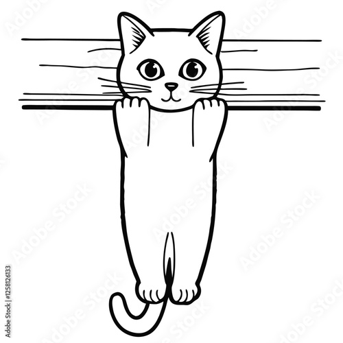 The cat should be standing on its hind legs or perched on a surface 