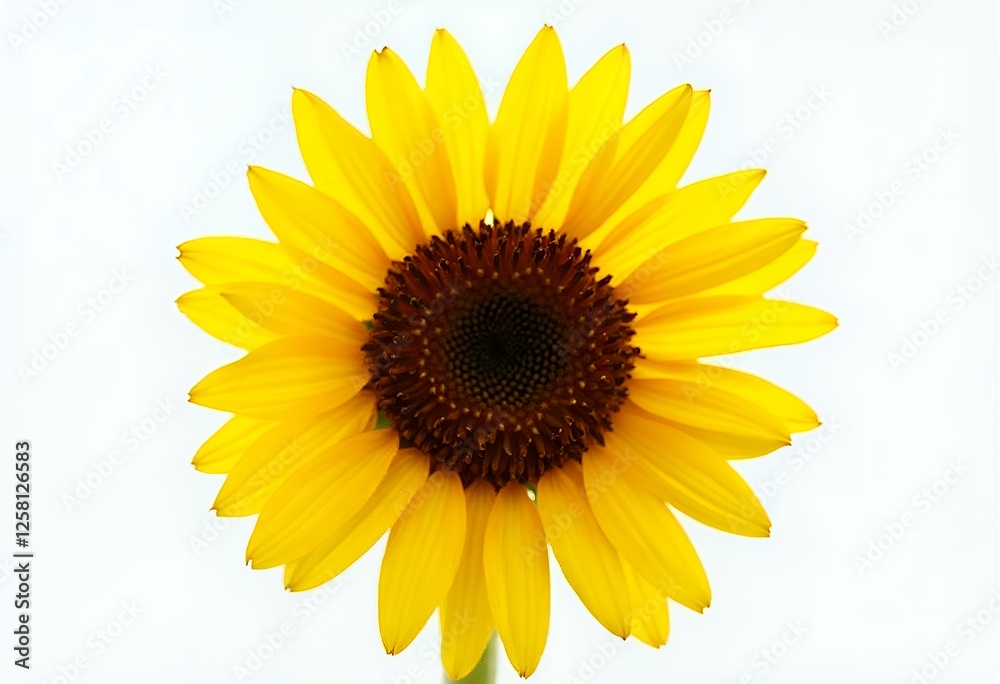 Fototapeta premium Radiant Sunflower Blossom with Yellow Petals on Clean White Background