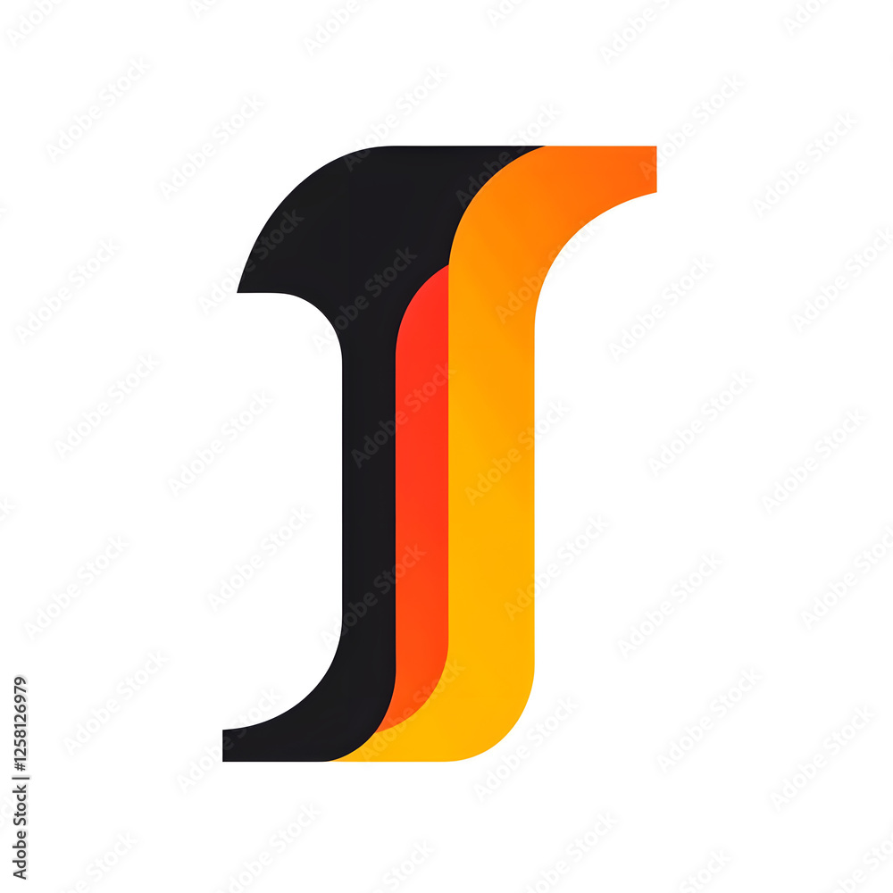 Vector Illustration of Stylish Flat 'I' Character Emblem