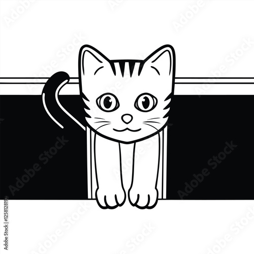 The cat should be standing on its hind legs or perched on a surface 