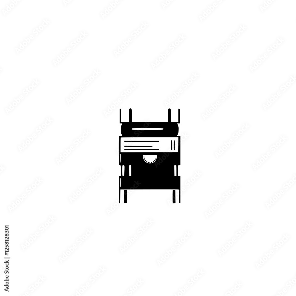 Minimalist black and white illustration depicting a minimalist bed with a bold, modern design. Minimalist black and white illustration depicting a minimalist bed with a bold, modern design.