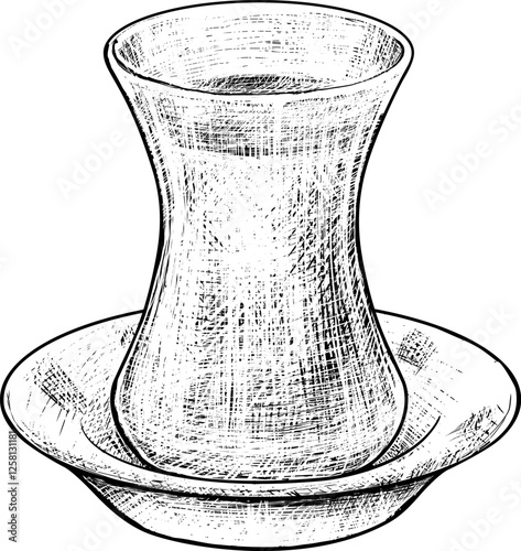 Turkish Tea Cup.Hand drawn sketches.