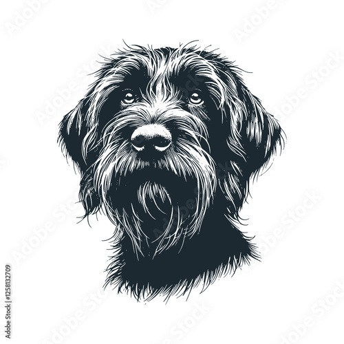 A dog. Black white vector illustration.