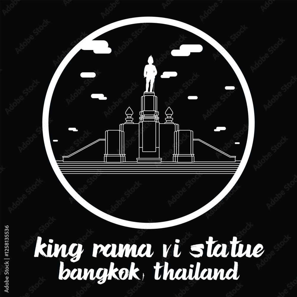 Circle Icon King Rama VI Statue. Vector illustration Circle Icon King Rama VI Statue. Vector illustration