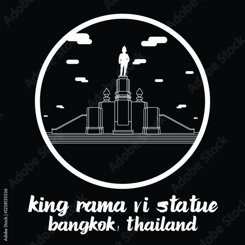 Circle Icon King Rama VI Statue. Vector illustration photo