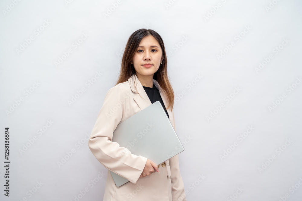 Confident Businesswoman Holding a Laptop in a Professional Setting,Corporate Lady Using a Laptop for Business and Technology Confident Businesswoman Holding a Laptop in a Professional Setting,Corporate Lady Using a Laptop for Business and Technology