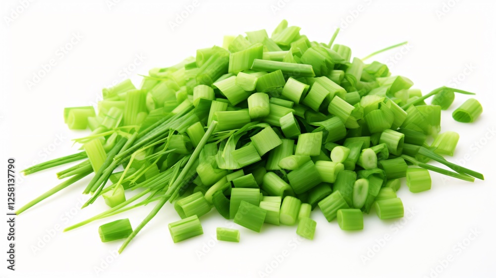 Chopped Green Onion on a White Background Chopped Green Onion on a White Background