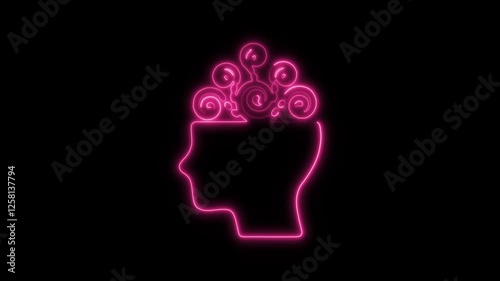 Glowing neon anxiety icon isolated on black background. HD Video motion graphic animation