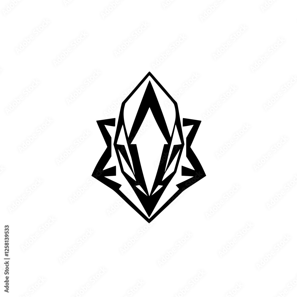 Obraz premium Black and white symmetrical logo or emblem, creating a stylized geometric design.