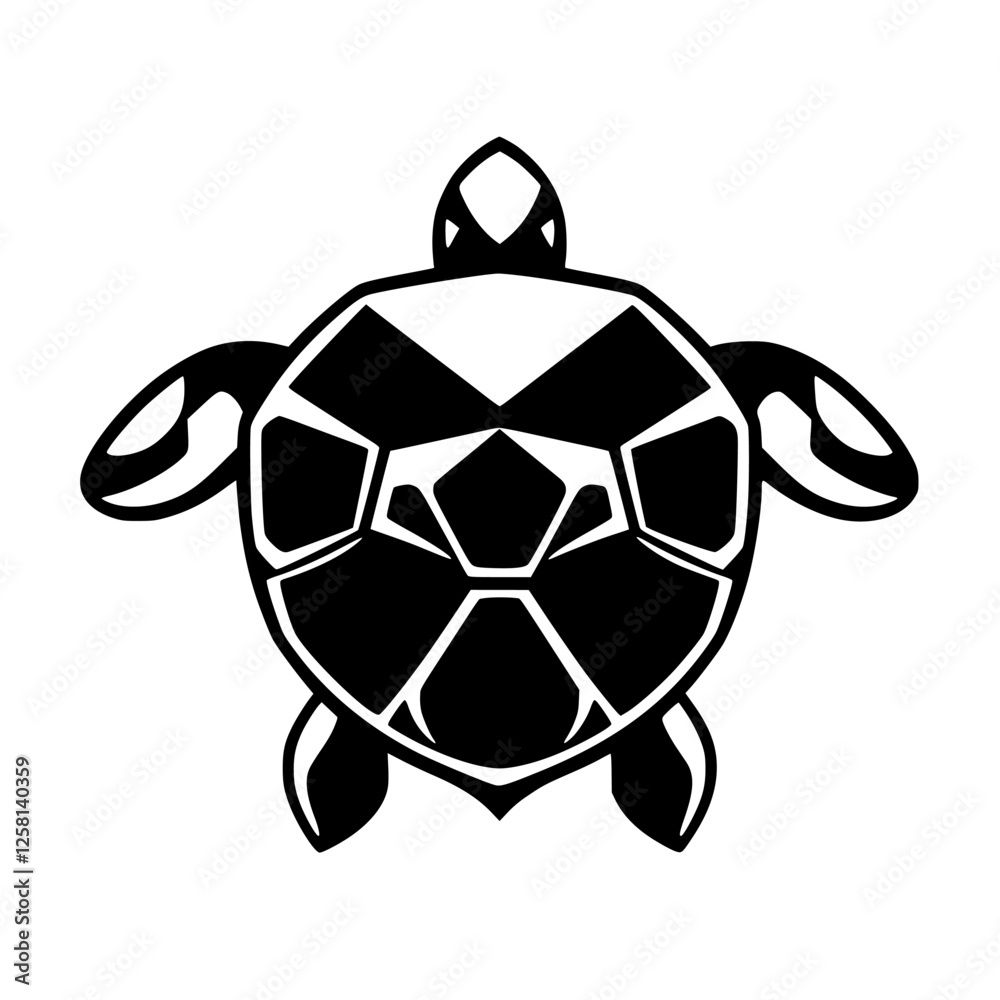 Obraz premium Geometric Black and White Silhouette of Turtle