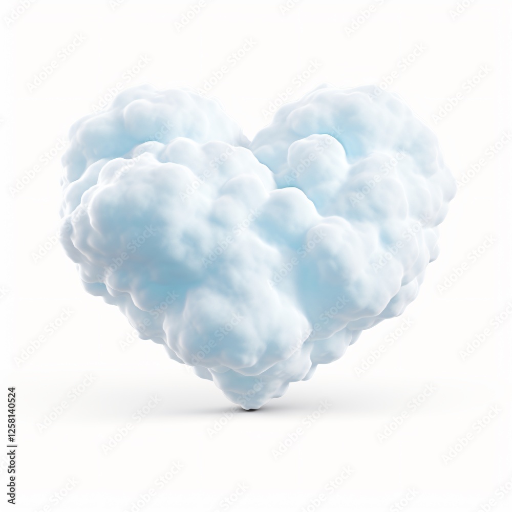 Heart-shaped Cloud Silhouette on White Background Heart-shaped Cloud Silhouette on White Background